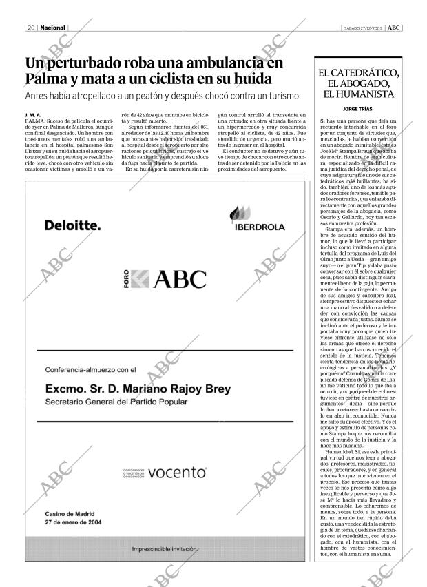 ABC MADRID 27-12-2003 página 20