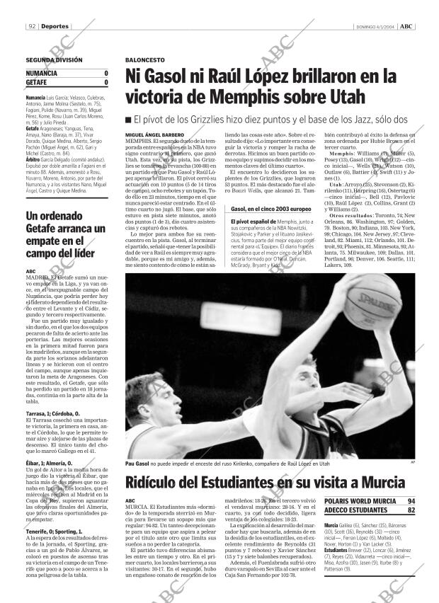 ABC MADRID 04-01-2004 página 92