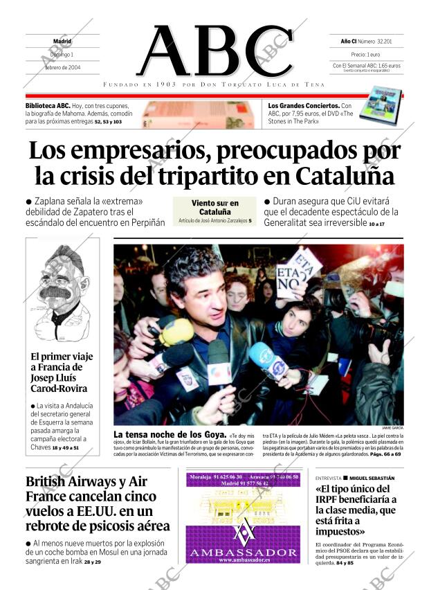 ABC MADRID 01-02-2004 página 1