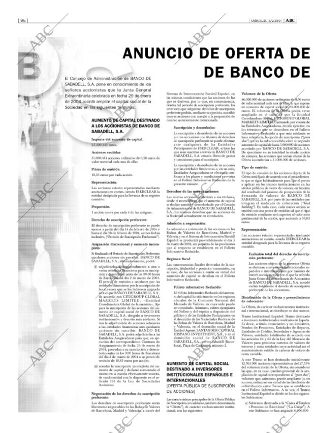 ABC MADRID 18-02-2004 página 96