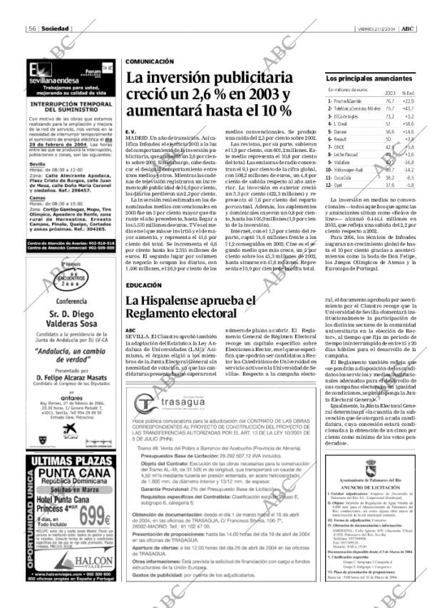 ABC SEVILLA 27-02-2004 página 56