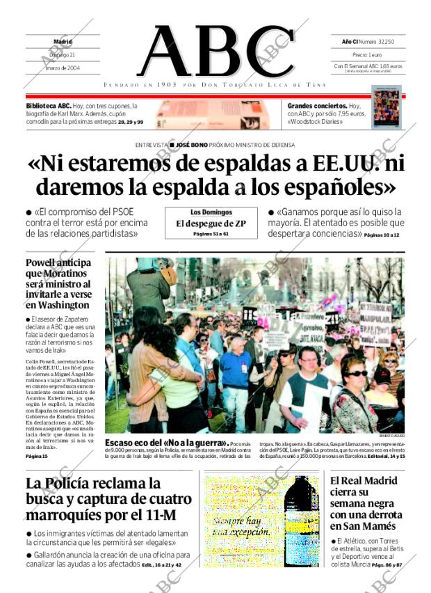 ABC MADRID 21-03-2004 página 1