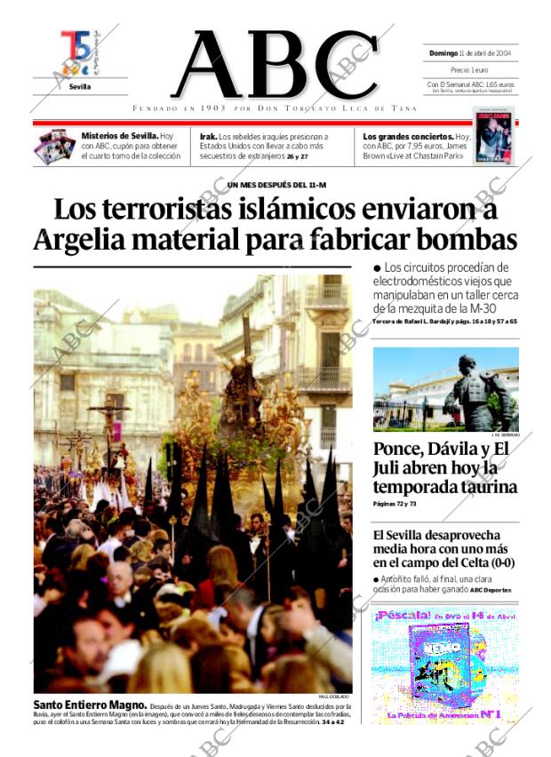 Periódico ABC SEVILLA 11-04-2004,portada - Archivo ABC