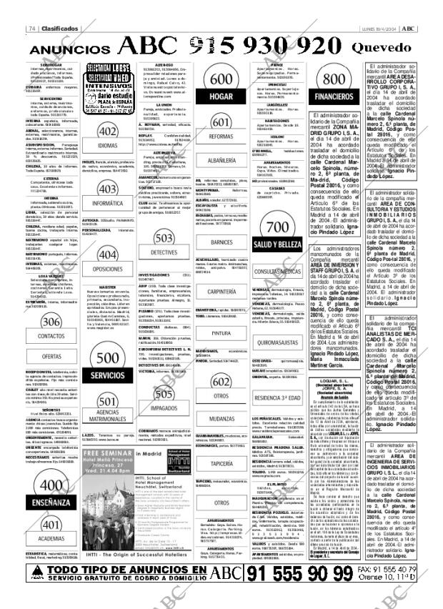 ABC MADRID 19-04-2004 página 74