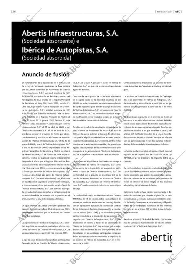 ABC MADRID 29-04-2004 página 26
