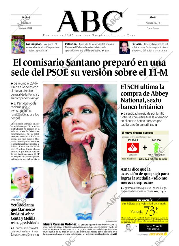 ABC MADRID 24-07-2004 página 1