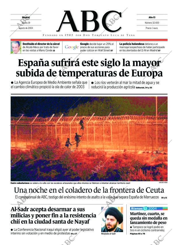 ABC MADRID 19-08-2004 página 1
