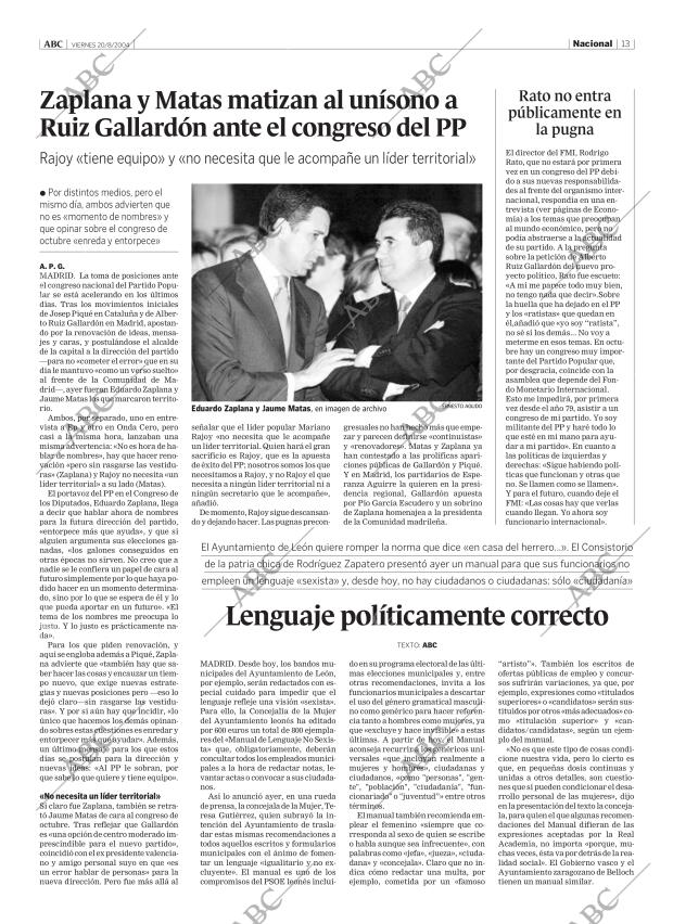 ABC MADRID 20-08-2004 página 13