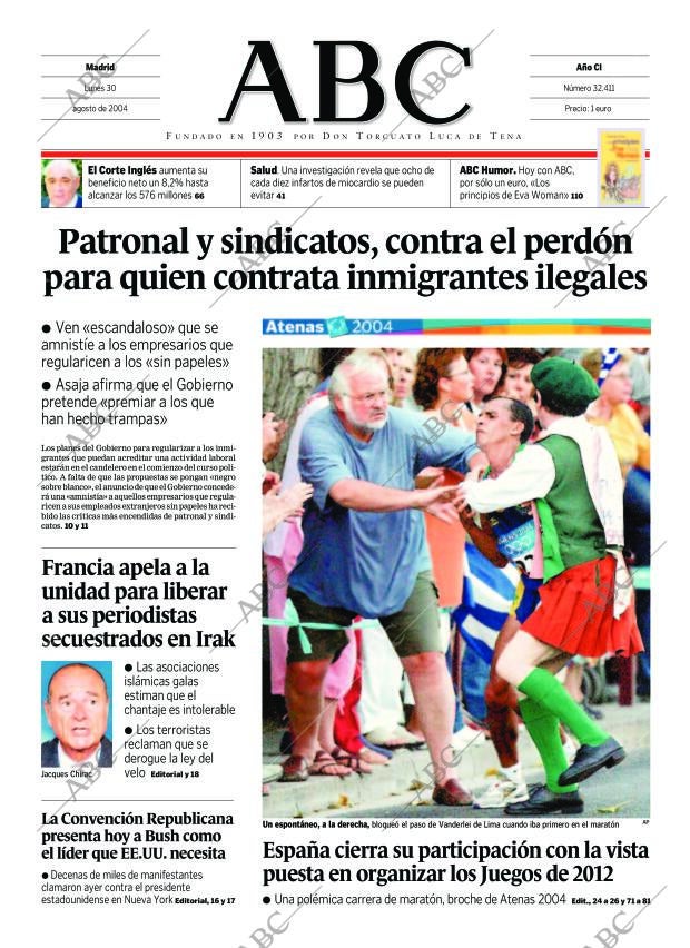ABC MADRID 30-08-2004 página 1