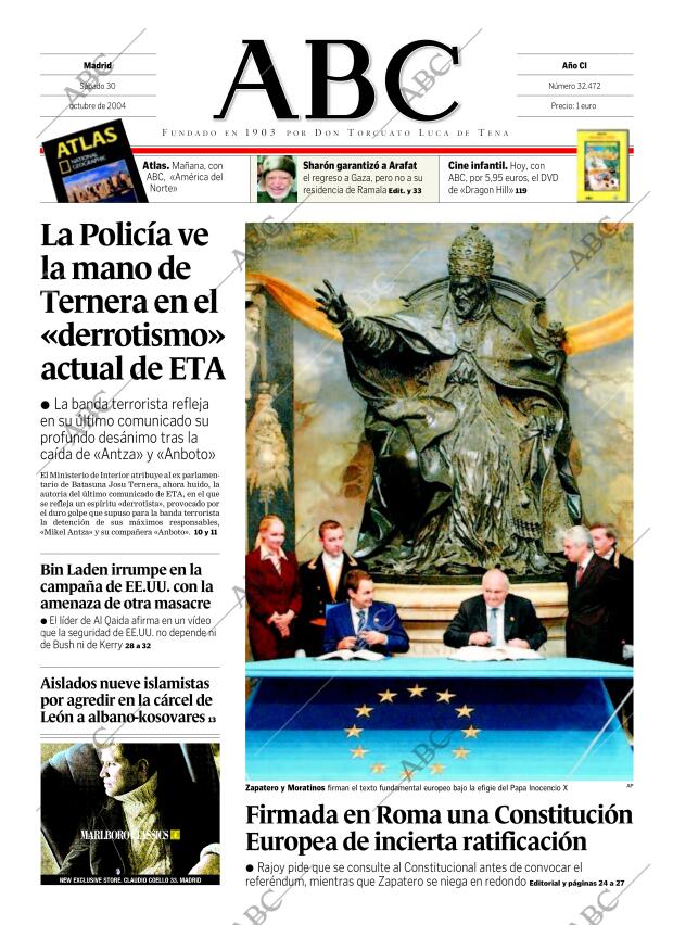 ABC MADRID 30-10-2004 página 1