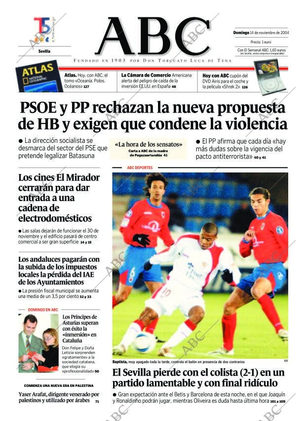 ABC SEVILLA 14-11-2004 página 1