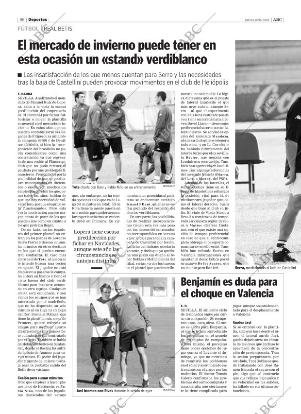 ABC SEVILLA 18-11-2004 página 98