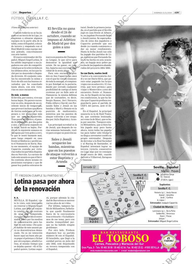 ABC SEVILLA 21-11-2004 página 104