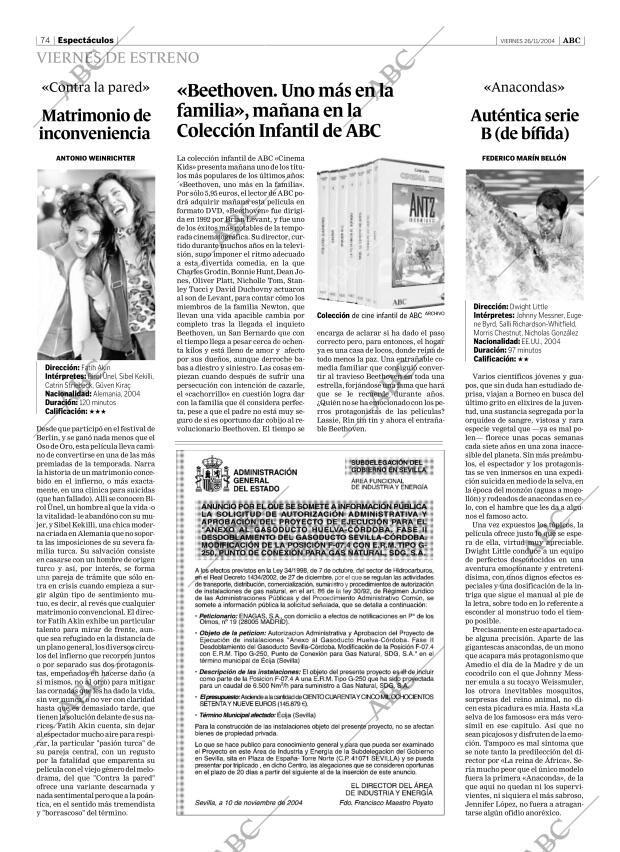 ABC SEVILLA 26-11-2004 página 74