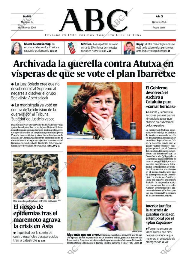 ABC MADRID 29-12-2004 página 1