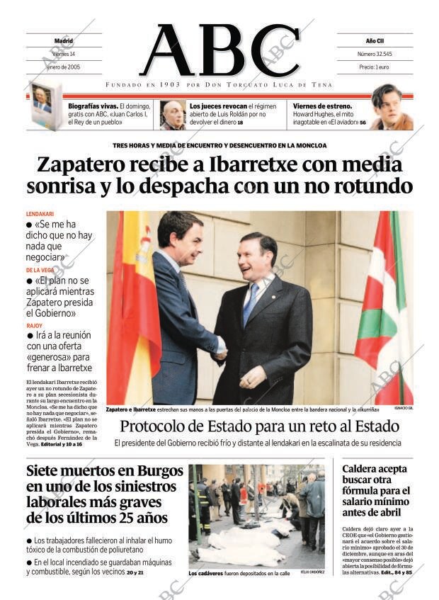 ABC MADRID 14-01-2005 página 1