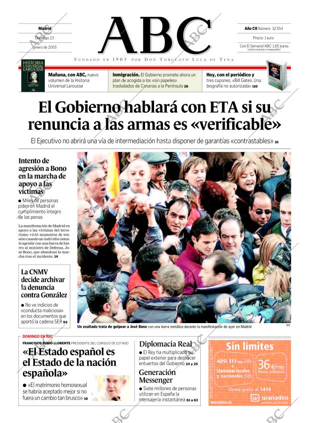 ABC MADRID 23-01-2005 página 1