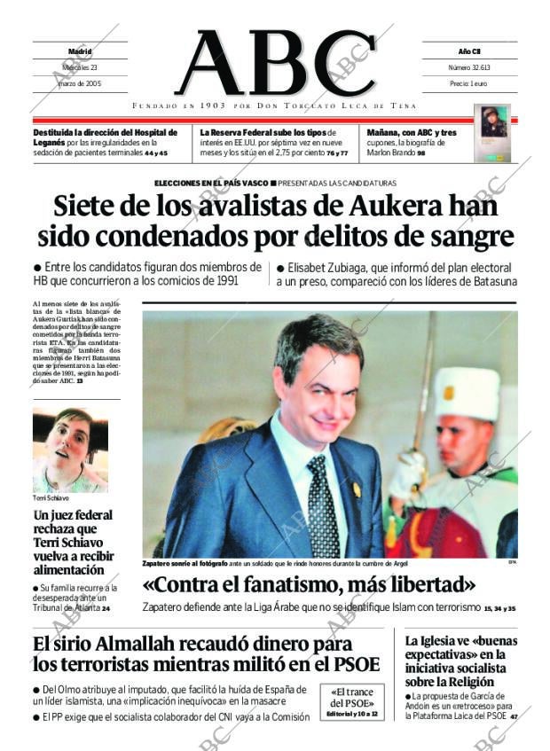 ABC MADRID 23-03-2005 página 1