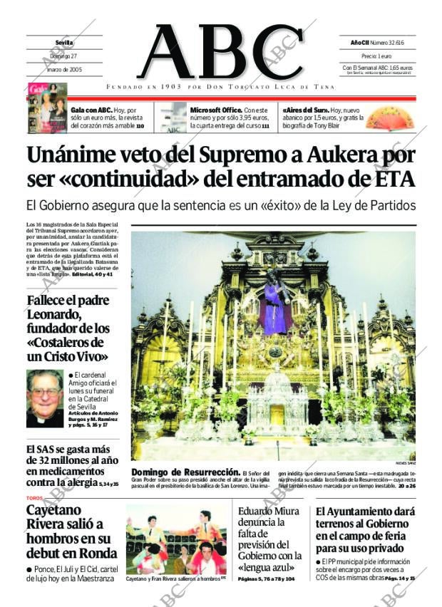 ABC SEVILLA 27-03-2005 página 1