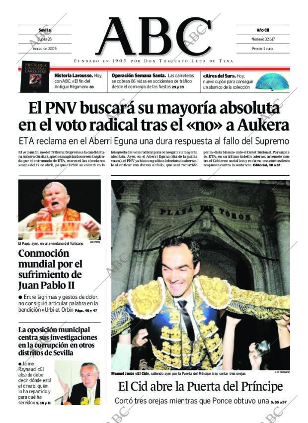 ABC SEVILLA 28-03-2005 página 1