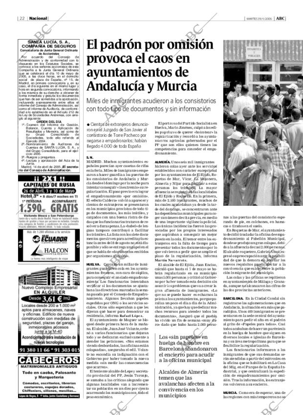 ABC MADRID 19-04-2005 página 22