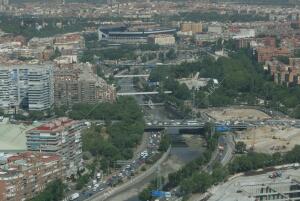 En la imagen: El Vicente Calderón, el río Manzanares y sus inmediaciones