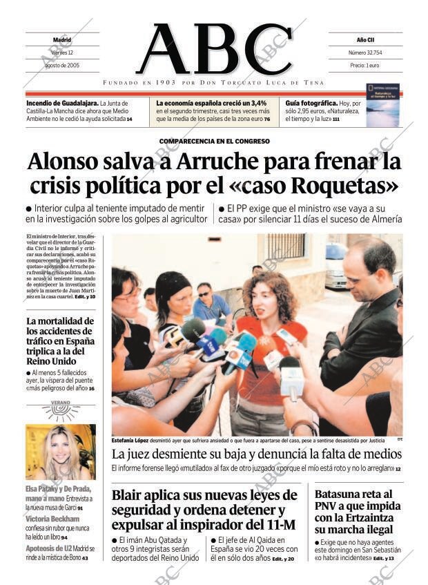ABC MADRID 12-08-2005 página 1