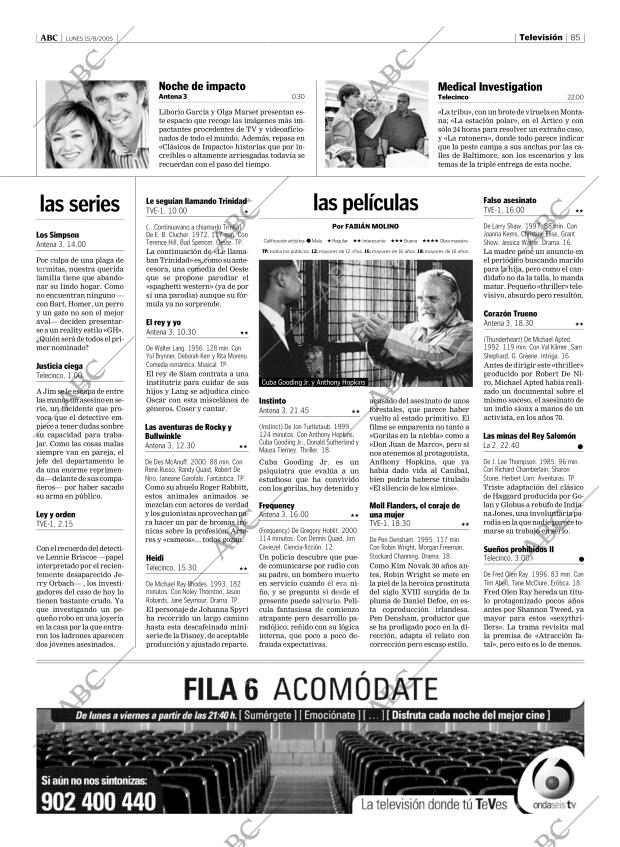 ABC MADRID 15-08-2005 página 85