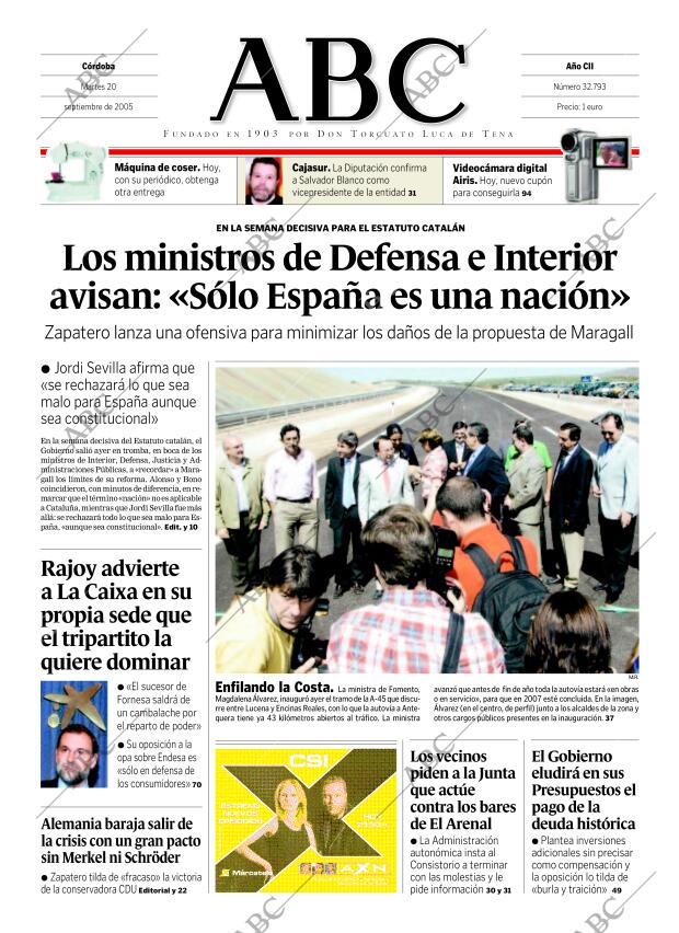 ABC CORDOBA 20-09-2005 página 1
