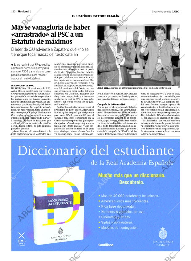ABC MADRID 02-10-2005 página 20