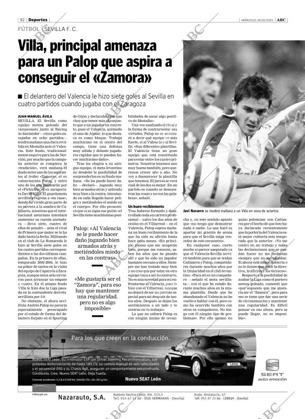 ABC SEVILLA 26-10-2005 página 92