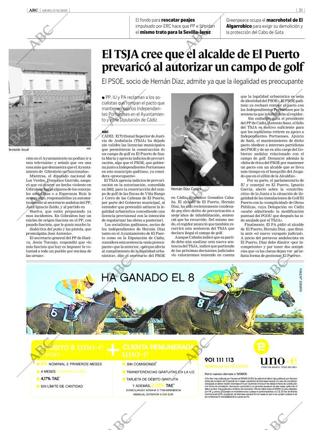 ABC SEVILLA 17-11-2005 página 31