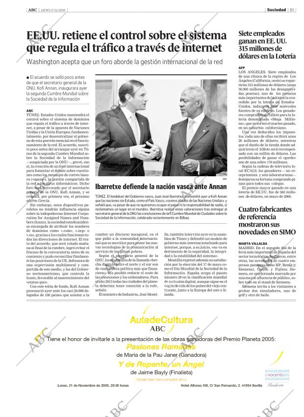 ABC SEVILLA 17-11-2005 página 61