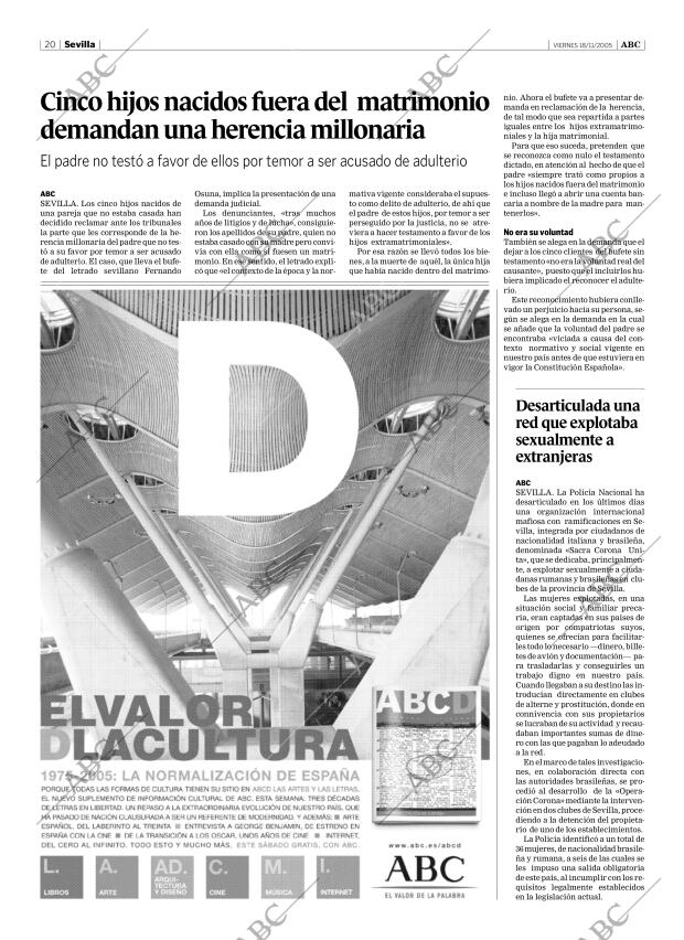 ABC SEVILLA 18-11-2005 página 20