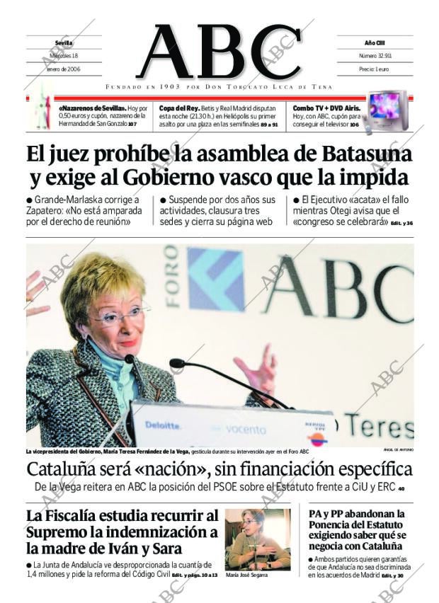 ABC SEVILLA 18-01-2006 página 1