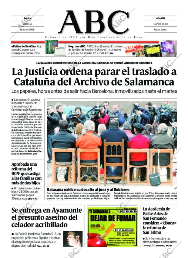 ABC SEVILLA 21-01-2006 página 1