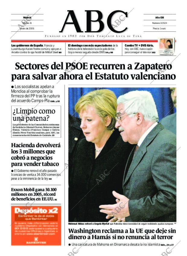 ABC MADRID 31-01-2006 página 1