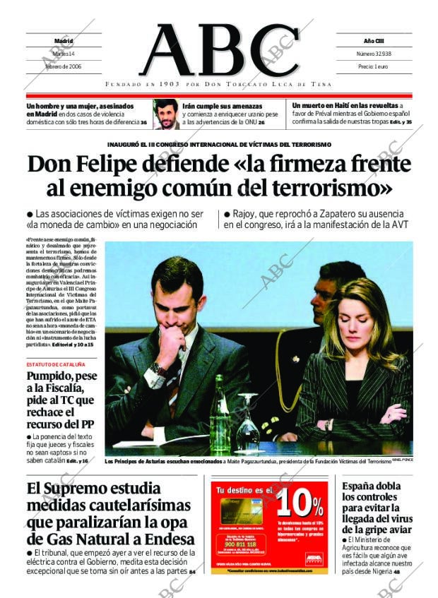 ABC MADRID 14-02-2006 página 1