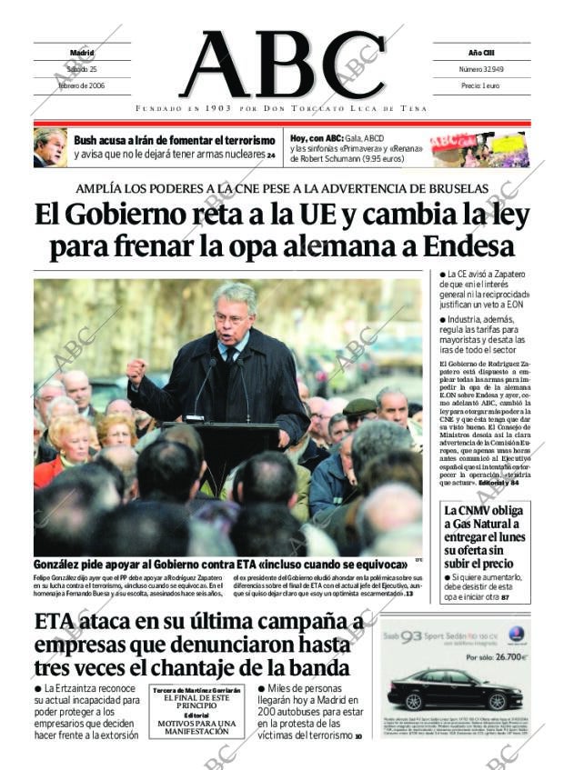ABC MADRID 25-02-2006 página 1