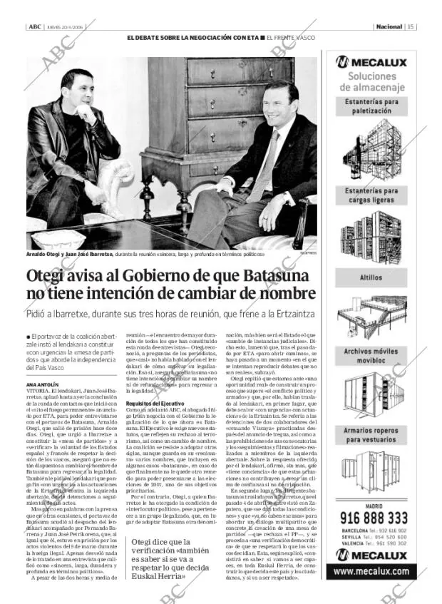ABC MADRID 20-04-2006 página 15