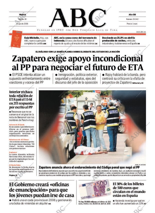 ABC MADRID 30-05-2006 página 1