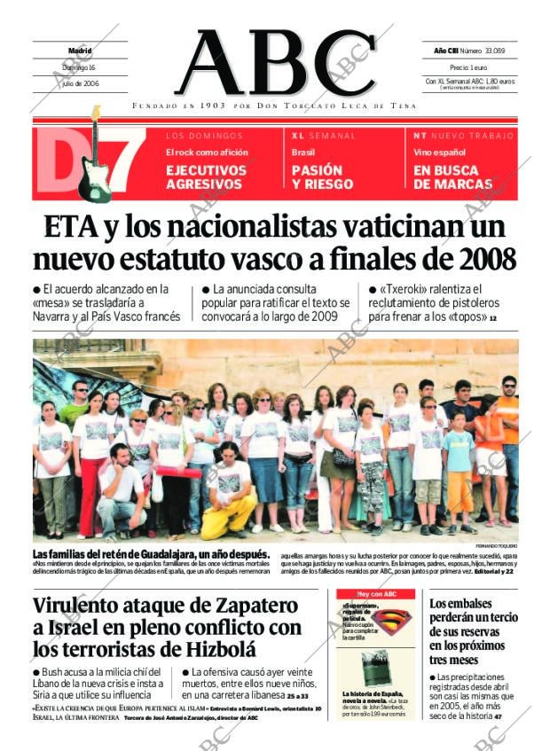 ABC MADRID 16-07-2006 página 1