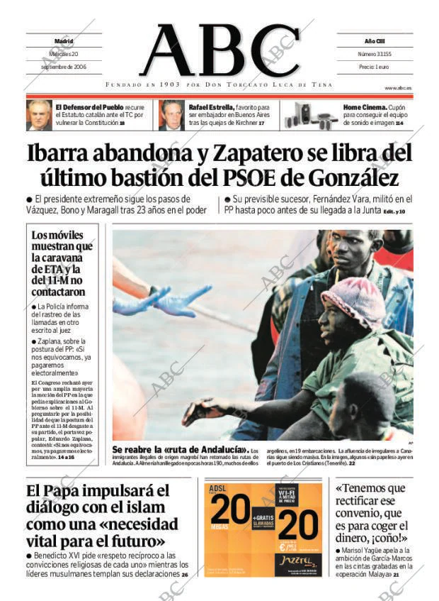 ABC MADRID 20-09-2006 página 1