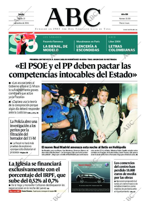 ABC SEVILLA 23-09-2006 página 1