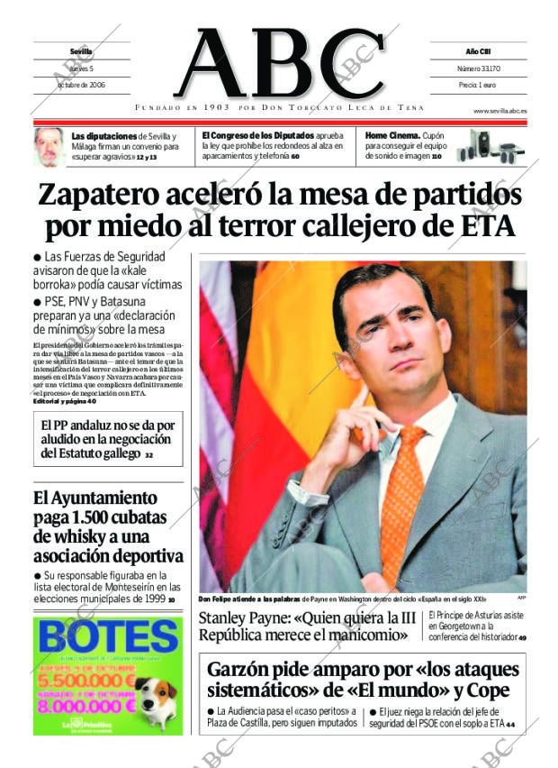 ABC SEVILLA 05-10-2006 página 1