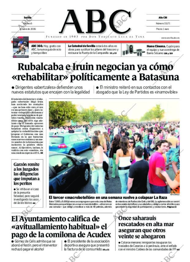 ABC SEVILLA 06-10-2006 página 1