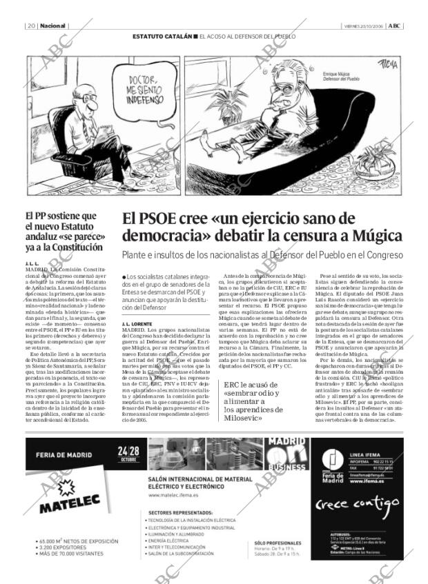 ABC MADRID 20-10-2006 página 20