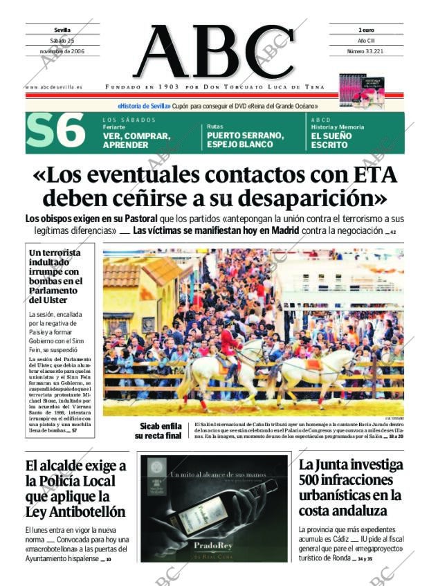 ABC SEVILLA 25-11-2006 página 1