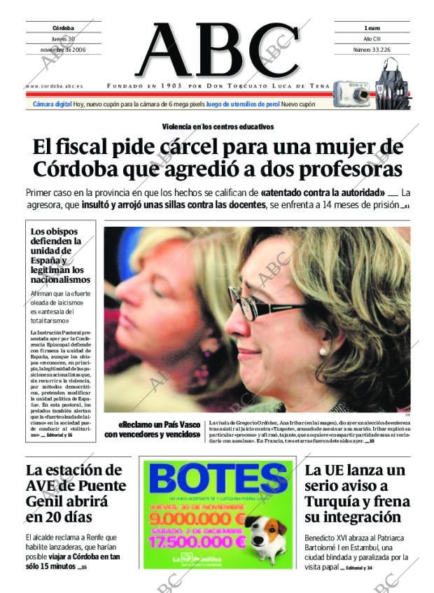ABC CORDOBA 30-11-2006 página 1