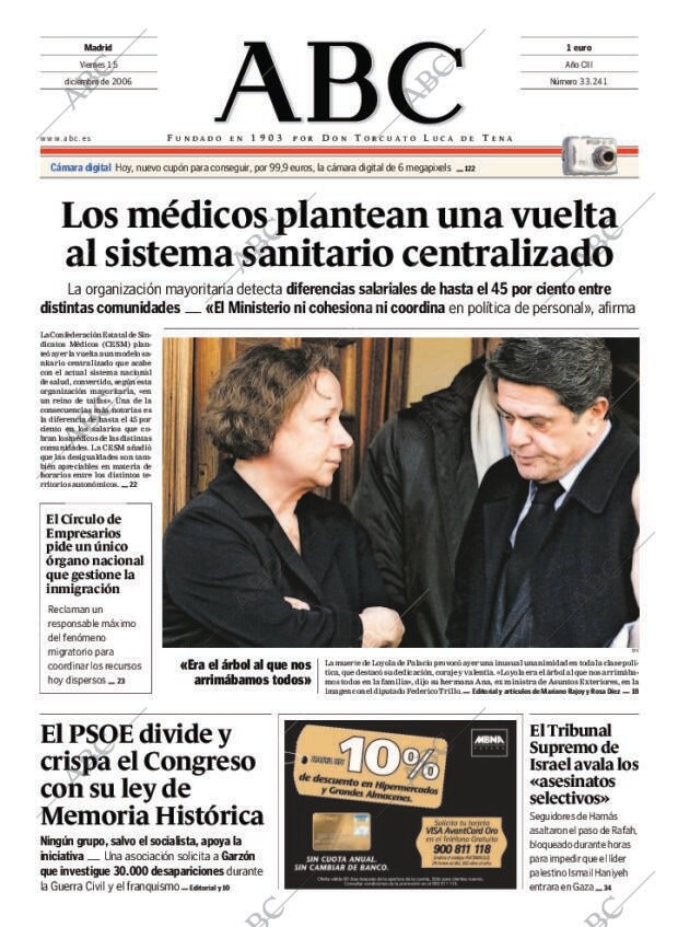 ABC MADRID 15-12-2006 página 1
